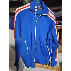 Rare Vintage Markwort Track Jacket Size Youth XL Blue With Red And White Stripes